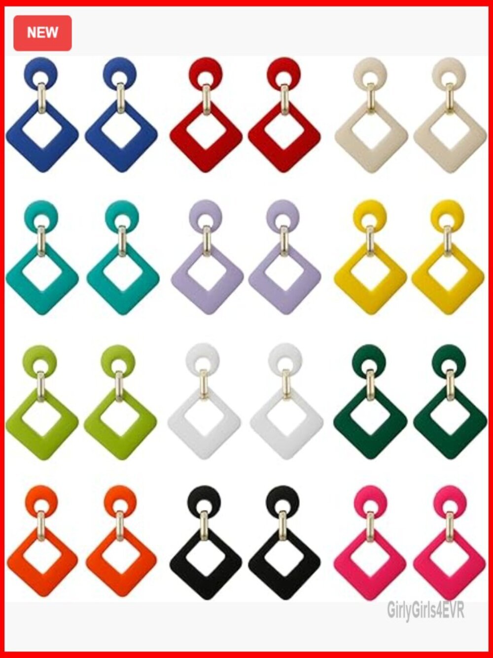 12 Pairs Acrylic Geometric Drop Dangle Earrings Set Statement Jewelry